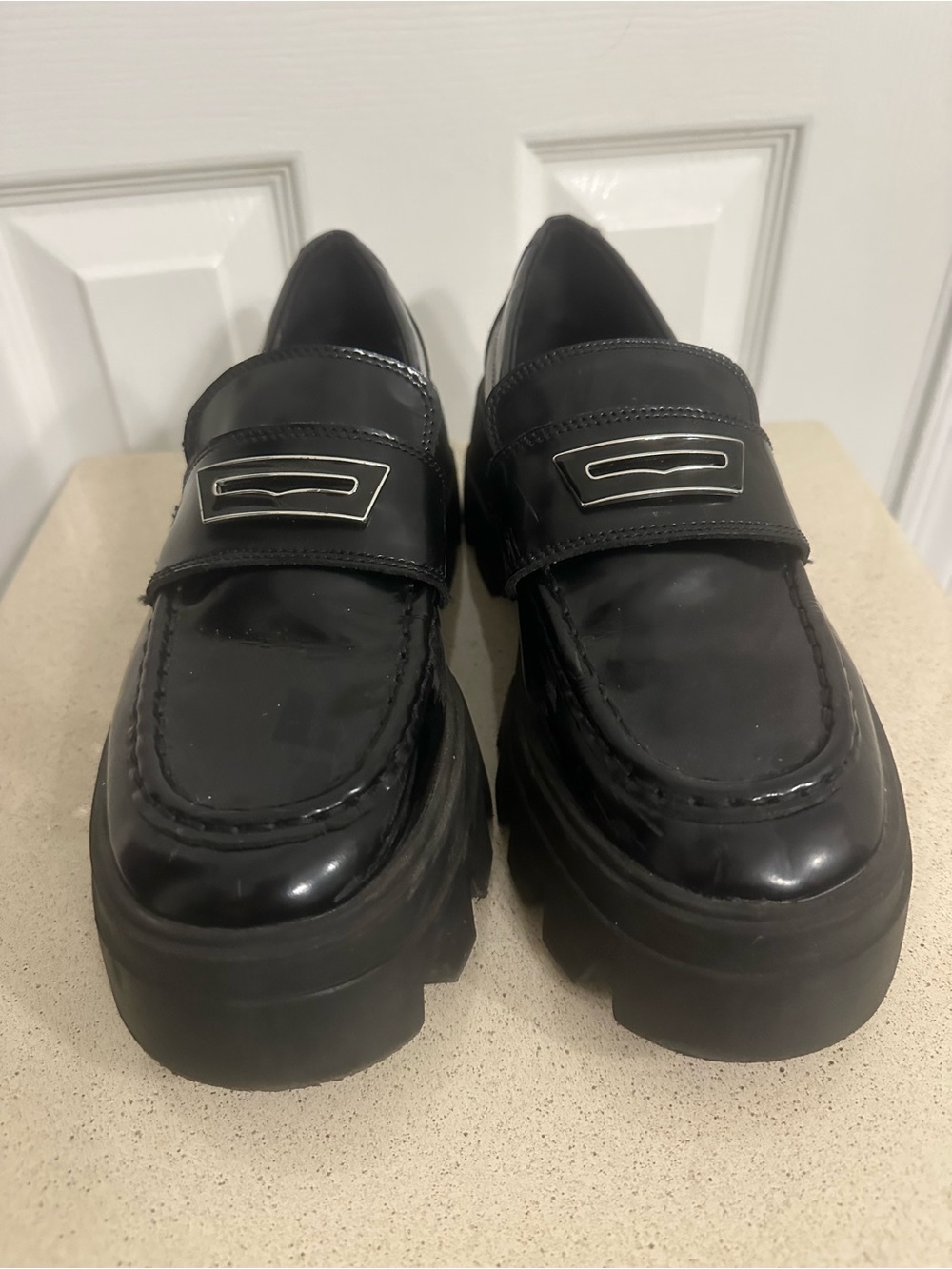 ALDO Women’s Black Patent Chunky Platform Loafers